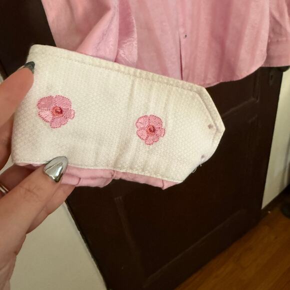 ROBERT GRAHAM | Pink Jacquard Sakura Cherry Blossom Detail Shirt Medium / Large - Picture 4 of 9